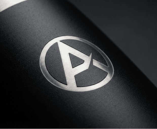 Laser engraved logo on a bottle
